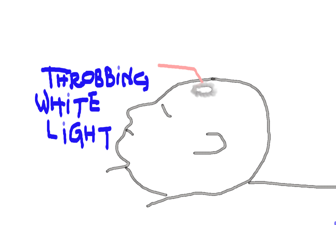 Throbbing white light in forehead